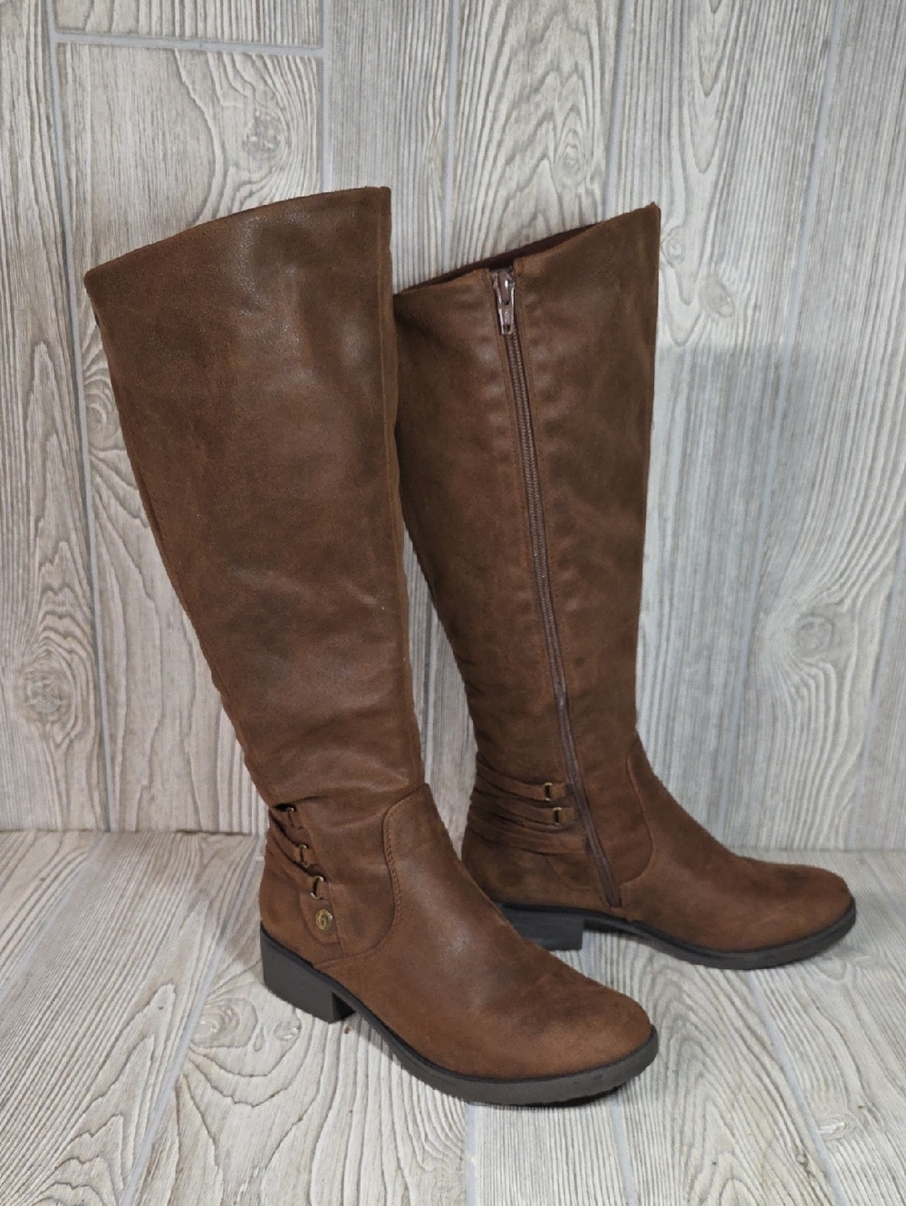 Baretraps Ornella Knee-High Faux Leather Wide Calf Boots Womens 8WC